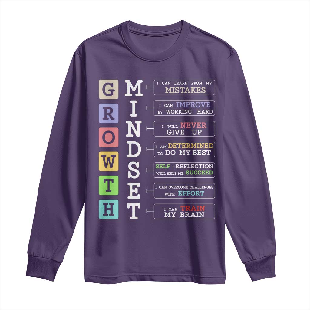 Special Education Long Sleeve Shirt Growth Mindset Positive Inspiration TS02 Purple Print Your Wear