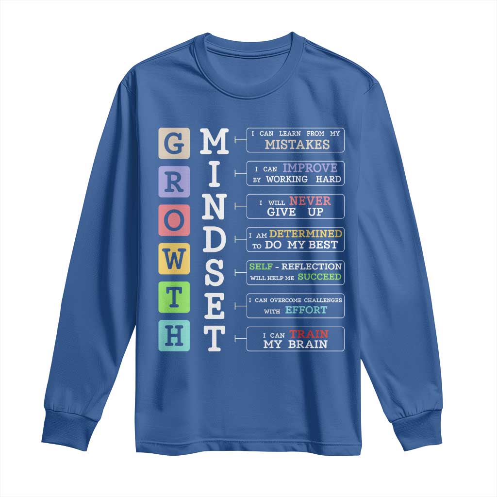 Special Education Long Sleeve Shirt Growth Mindset Positive Inspiration TS02 Royal Blue Print Your Wear
