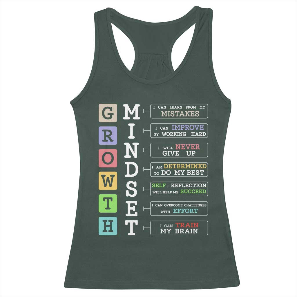 Special Education Racerback Tank Top Growth Mindset Positive Inspiration TS02 Dark Forest Green Print Your Wear