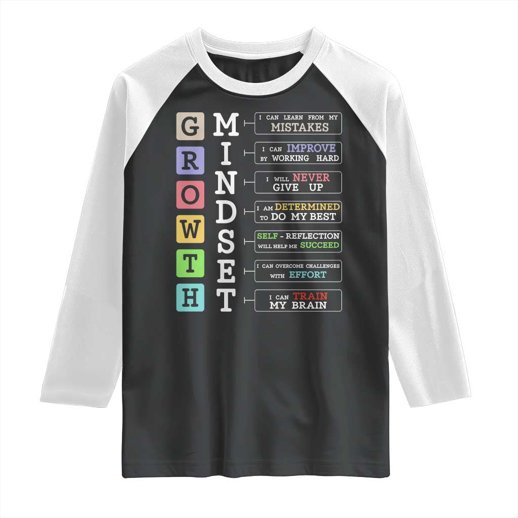Special Education Raglan Shirt Growth Mindset Positive Inspiration TS02 Black White Print Your Wear