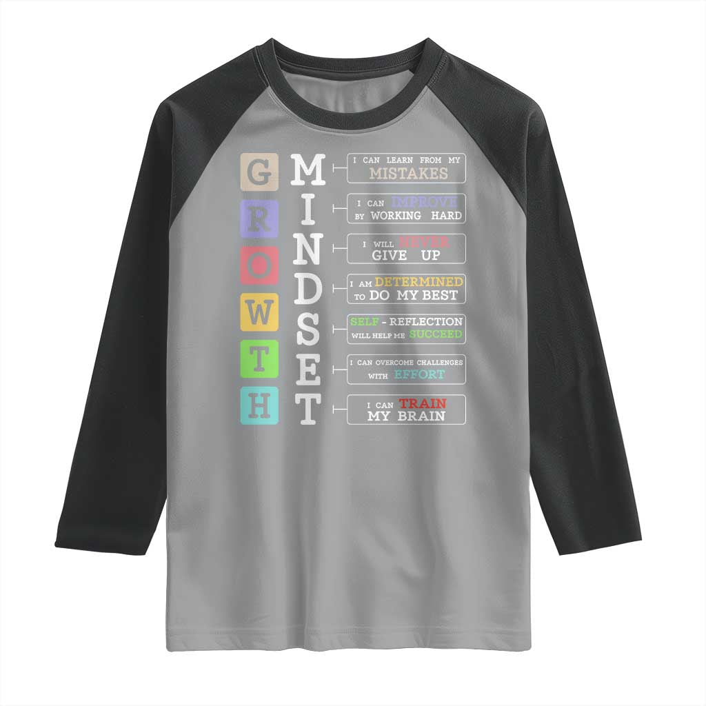 Special Education Raglan Shirt Growth Mindset Positive Inspiration TS02 Sport Gray Black Print Your Wear
