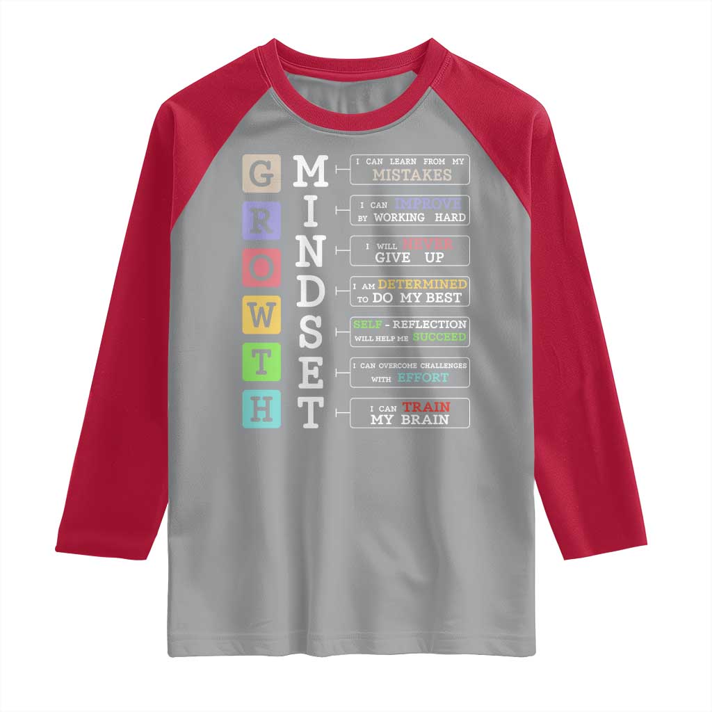 Special Education Raglan Shirt Growth Mindset Positive Inspiration TS02 Sport Gray Red Print Your Wear