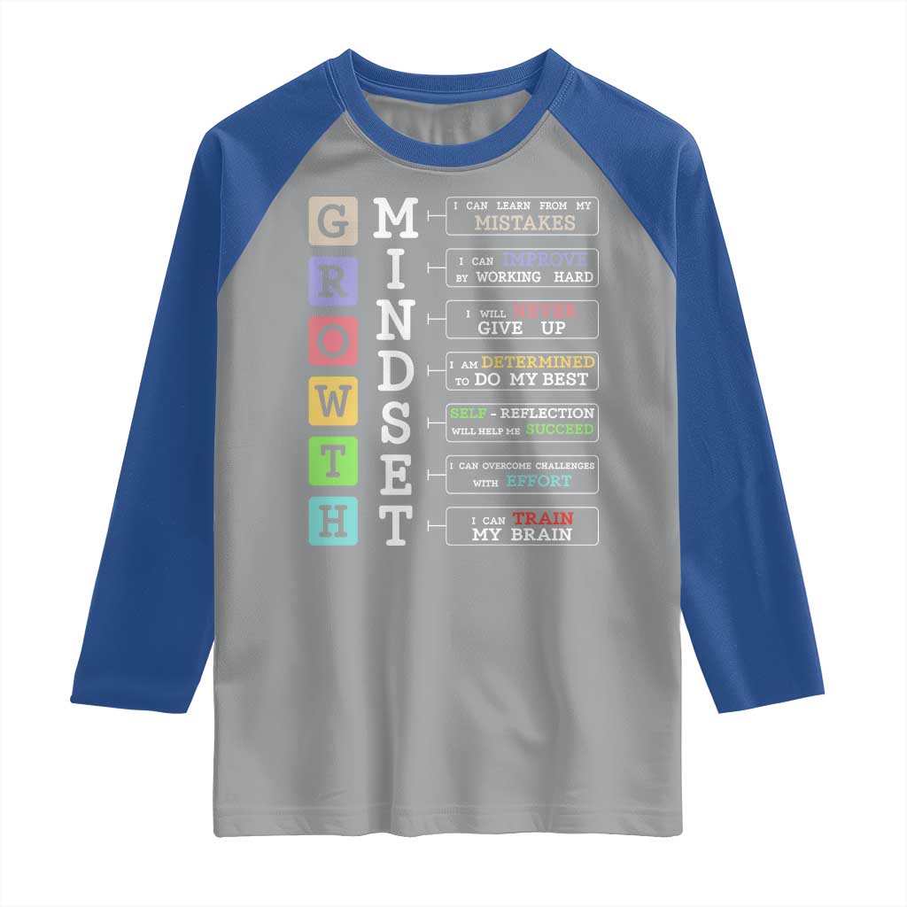 Special Education Raglan Shirt Growth Mindset Positive Inspiration TS02 Sport Gray Royal Print Your Wear