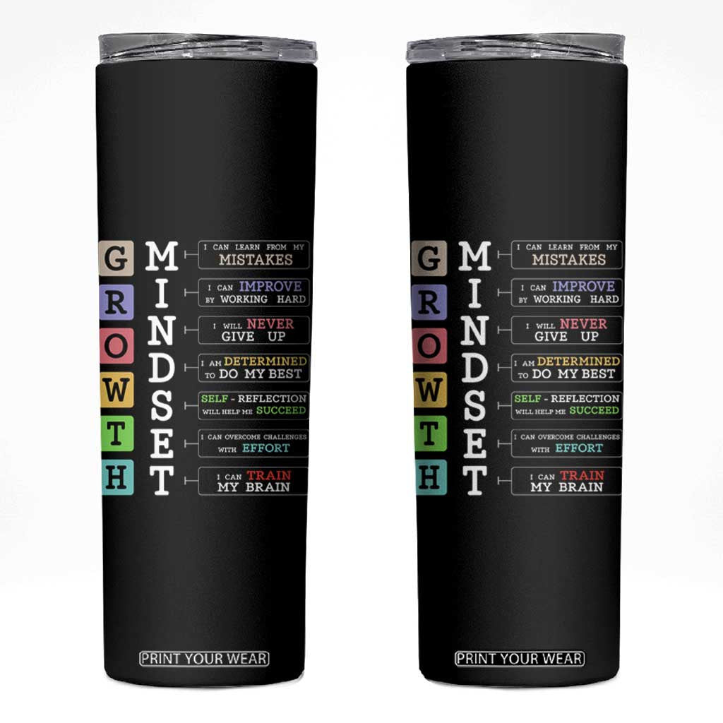 Special Education Skinny Tumbler Growth Mindset Positive Inspiration TS02 Black Print Your Wear