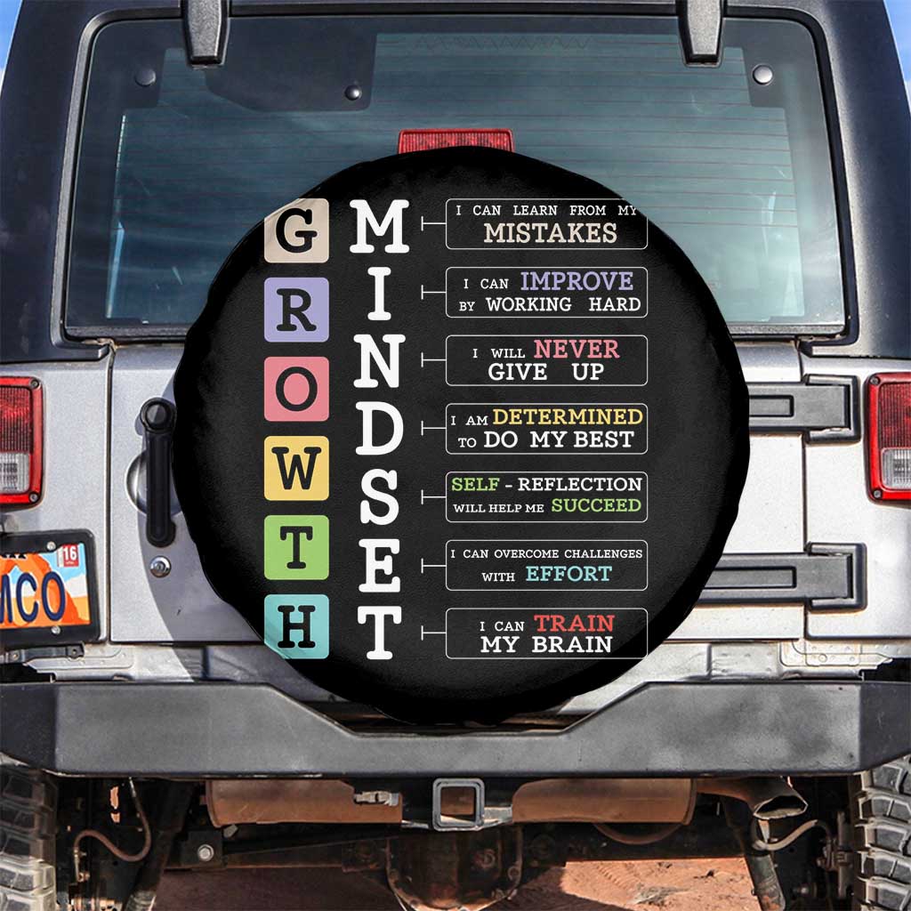 Special Education Spare Tire Cover Growth Mindset Positive Inspiration TS02 No hole Black Print Your Wear