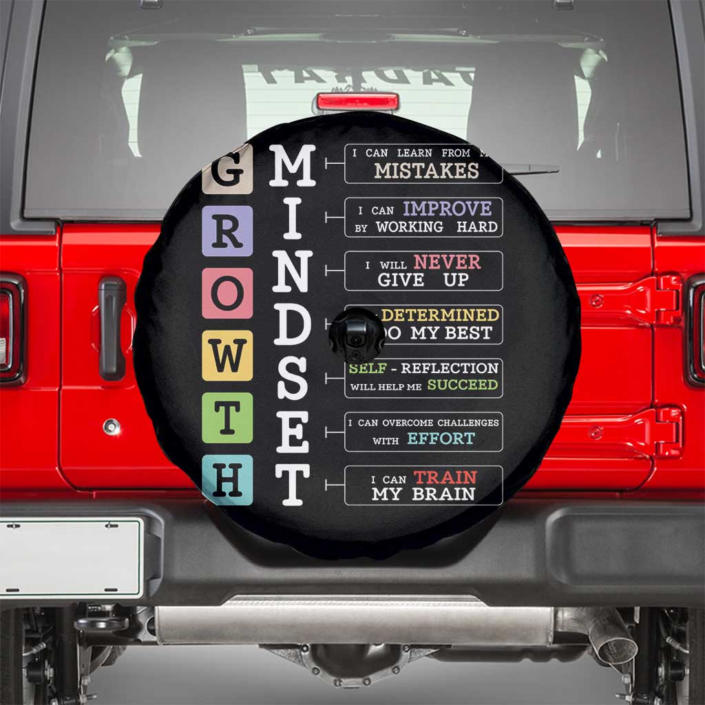 Special Education Spare Tire Cover Growth Mindset Positive Inspiration TS02 Black Print Your Wear