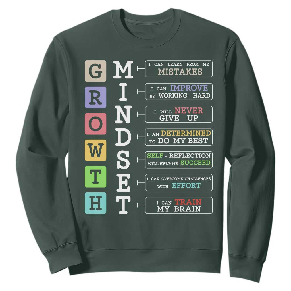 Special Education Sweatshirt Growth Mindset Positive Inspiration TS02 Dark Forest Green Print Your Wear