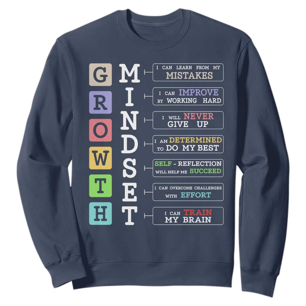 Special Education Sweatshirt Growth Mindset Positive Inspiration TS02 Navy Print Your Wear