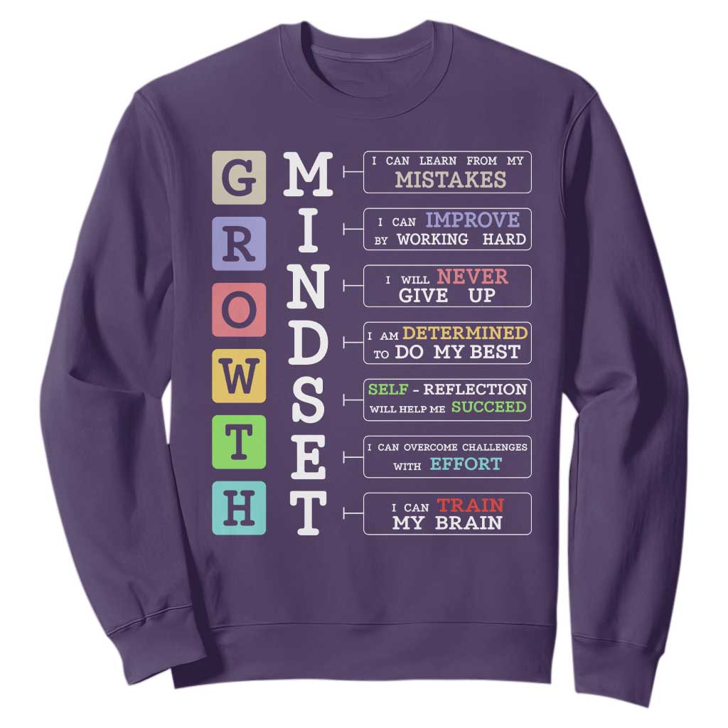 Special Education Sweatshirt Growth Mindset Positive Inspiration TS02 Purple Print Your Wear