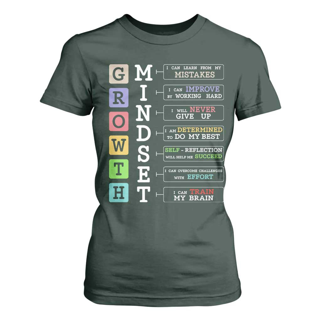 Special Education T Shirt For Women Growth Mindset Positive Inspiration TS02 Dark Forest Green Print Your Wear