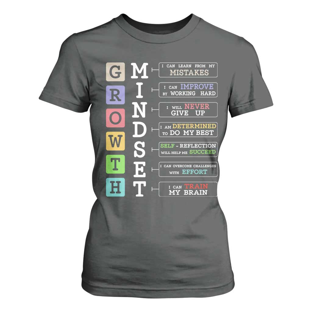 Special Education T Shirt For Women Growth Mindset Positive Inspiration TS02 Dark Heather Print Your Wear
