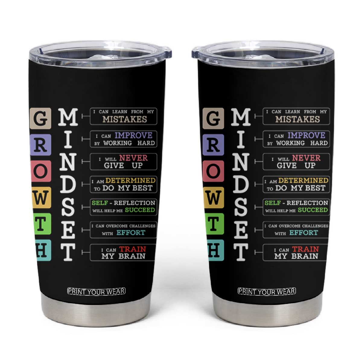 Special Education Tumbler Cup Growth Mindset Positive Inspiration TS02 Black Print Your Wear