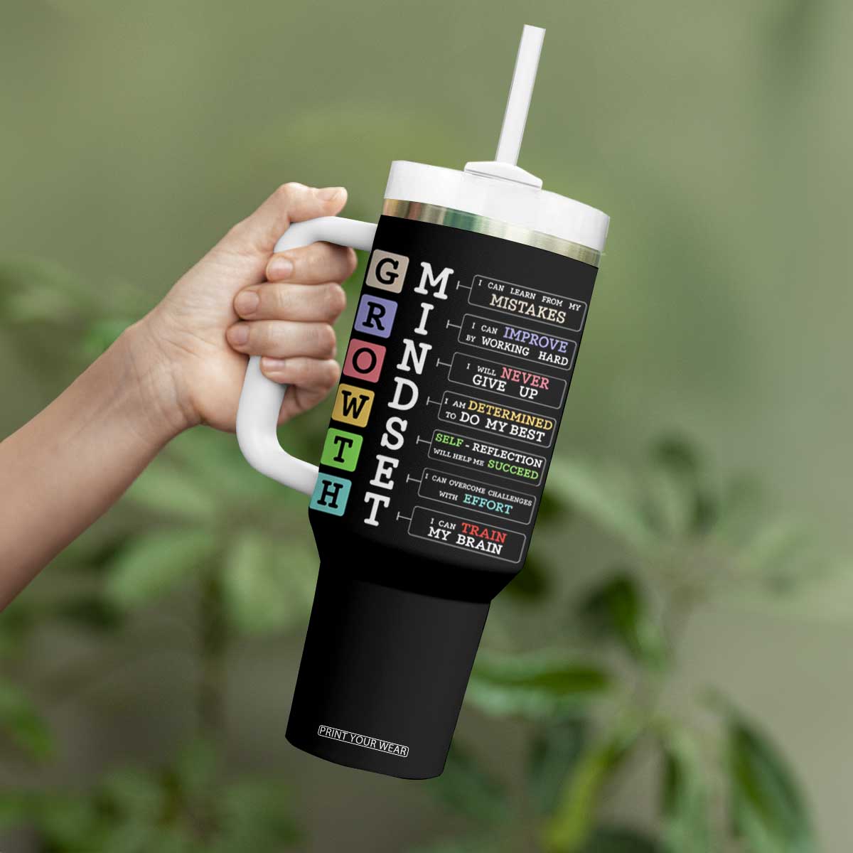 Special Education Tumbler With Handle Growth Mindset Positive Inspiration TS02 Print Your Wear