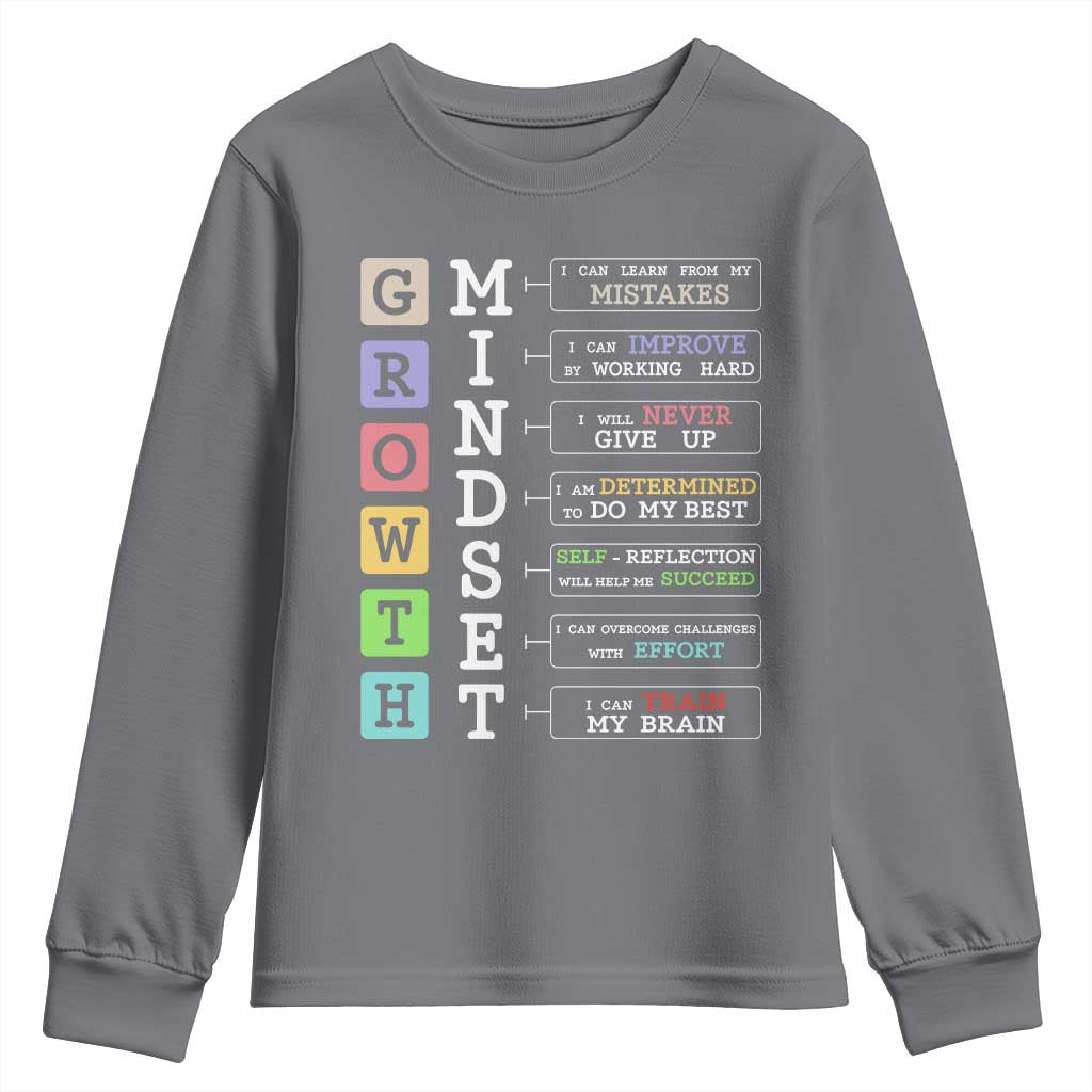 Special Education Youth Sweatshirt Growth Mindset Positive Inspiration TS02 Charcoal Print Your Wear
