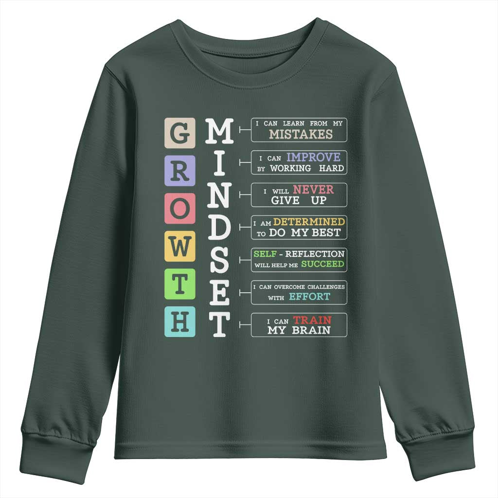 Special Education Youth Sweatshirt Growth Mindset Positive Inspiration TS02 Dark Forest Green Print Your Wear