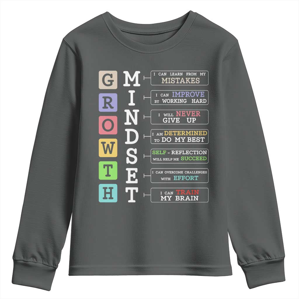 Special Education Youth Sweatshirt Growth Mindset Positive Inspiration TS02 Dark Heather Print Your Wear