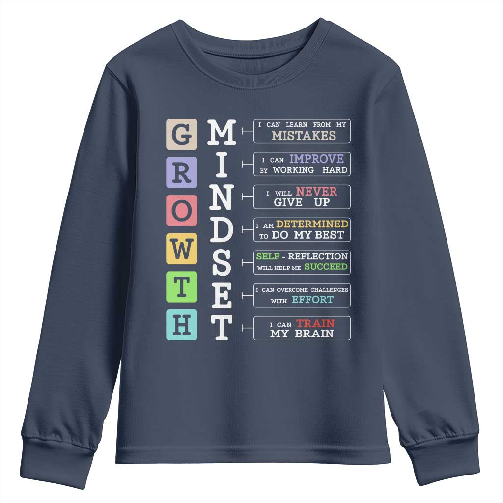 Special Education Youth Sweatshirt Growth Mindset Positive Inspiration TS02 Navy Print Your Wear
