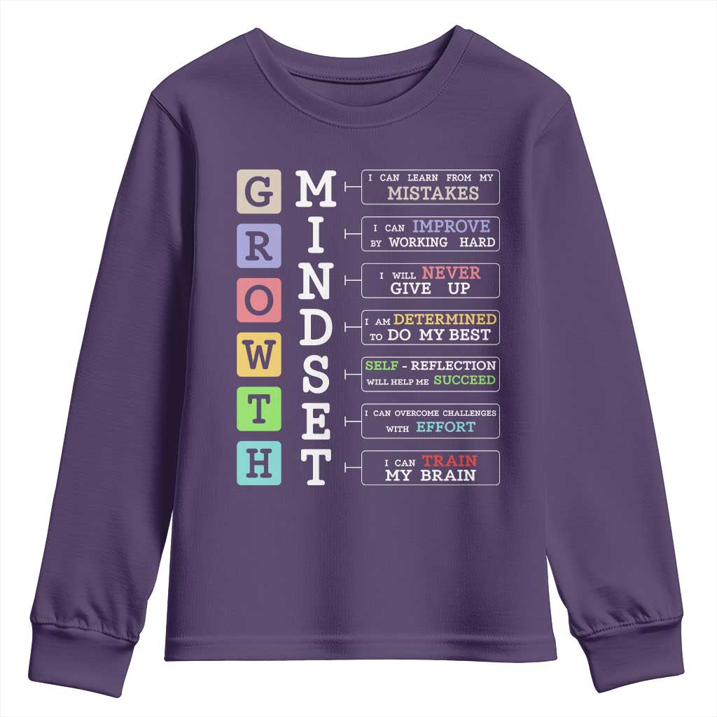Special Education Youth Sweatshirt Growth Mindset Positive Inspiration TS02 Purple Print Your Wear
