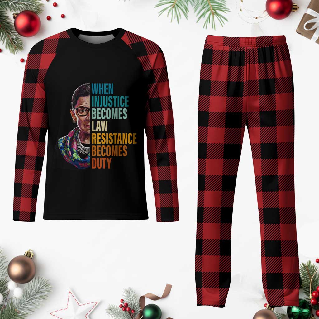 Inspirational RBG Plaid Pajama Set When Injustice Becomes Law Resistance Becomes Duty TS02 Buffalo Plaid Print Your Wear