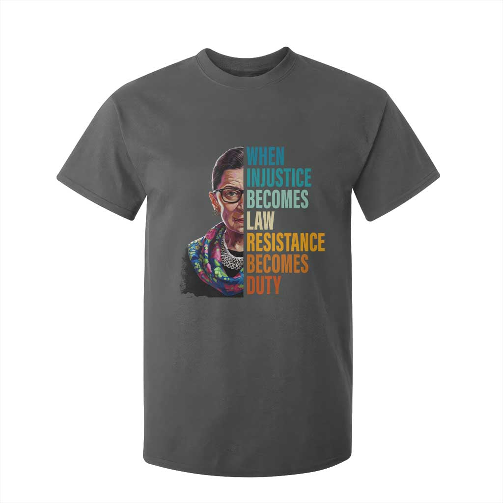 Inspirational RBG T Shirt For Kid When Injustice Becomes Law Resistance Becomes Duty TS02 Dark Heather Print Your Wear