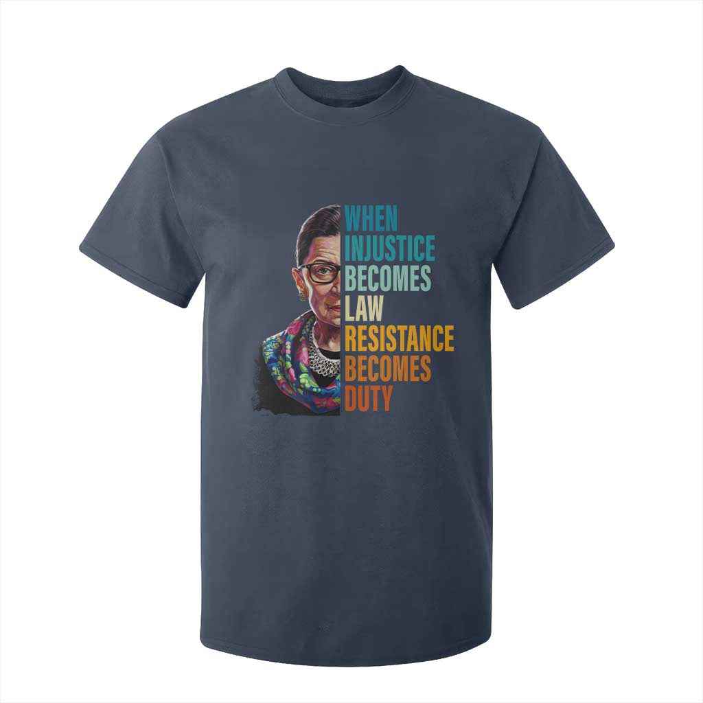 Inspirational RBG T Shirt For Kid When Injustice Becomes Law Resistance Becomes Duty TS02 Navy Print Your Wear
