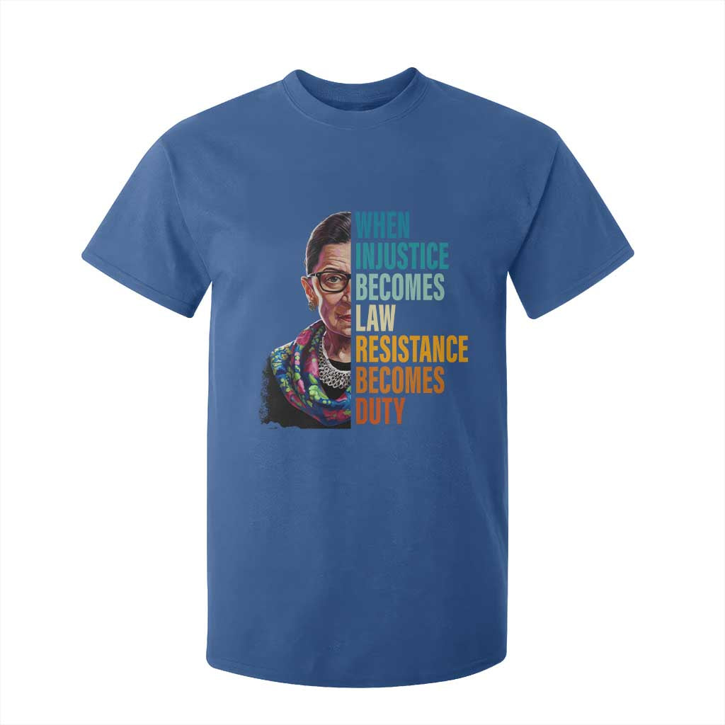 Inspirational RBG T Shirt For Kid When Injustice Becomes Law Resistance Becomes Duty TS02 Royal Blue Print Your Wear