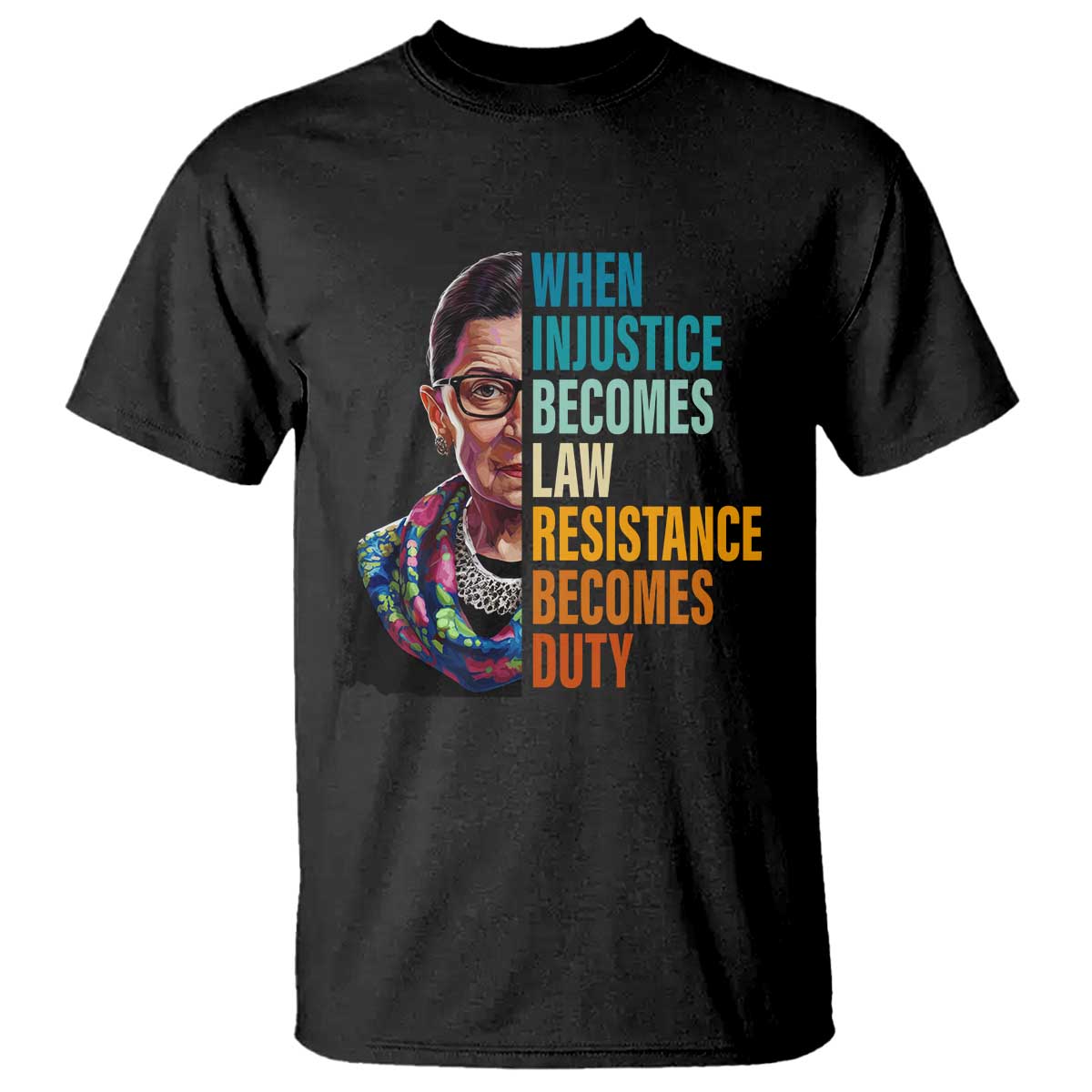 Inspirational RBG T Shirt When Injustice Becomes Law Resistance Becomes Duty TS02 Black Print Your Wear