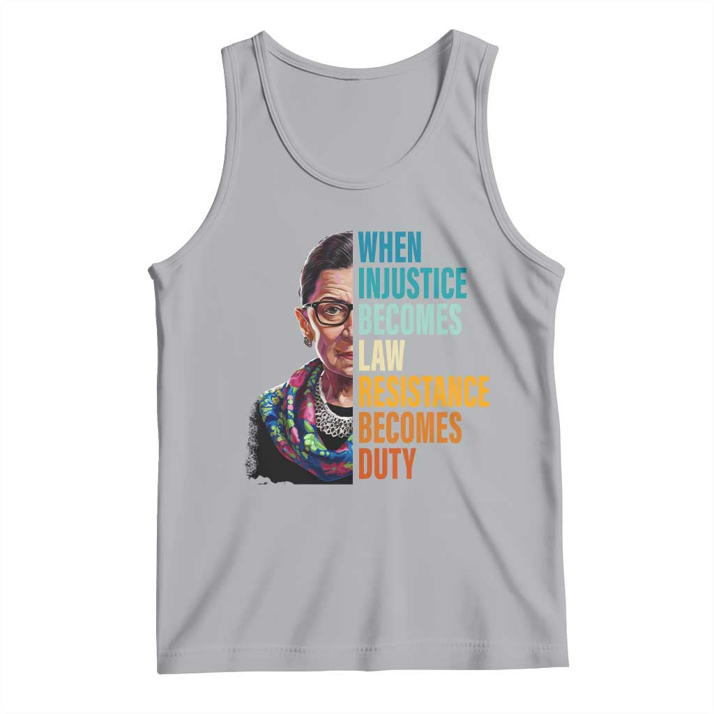 Inspirational RBG Tank Top When Injustice Becomes Law Resistance Becomes Duty TS02 Athletic Heather Print Your Wear