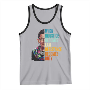 Inspirational RBG Tank Top When Injustice Becomes Law Resistance Becomes Duty TS02 Athletic Heather Black Print Your Wear