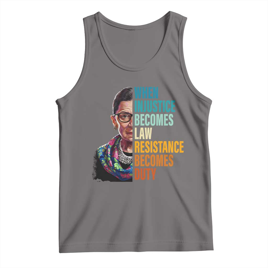 Inspirational RBG Tank Top When Injustice Becomes Law Resistance Becomes Duty TS02 Deep Heather Print Your Wear