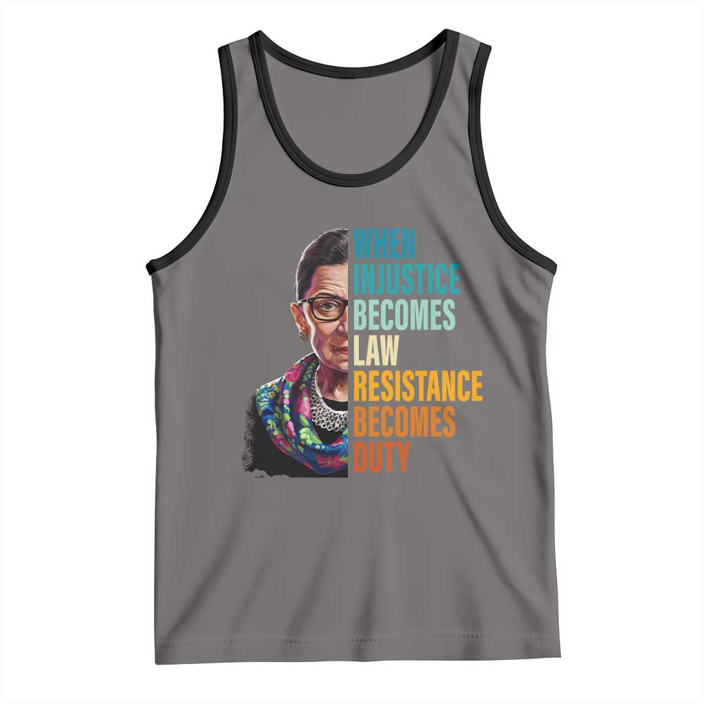 Inspirational RBG Tank Top When Injustice Becomes Law Resistance Becomes Duty TS02 Deep Heather Black Print Your Wear