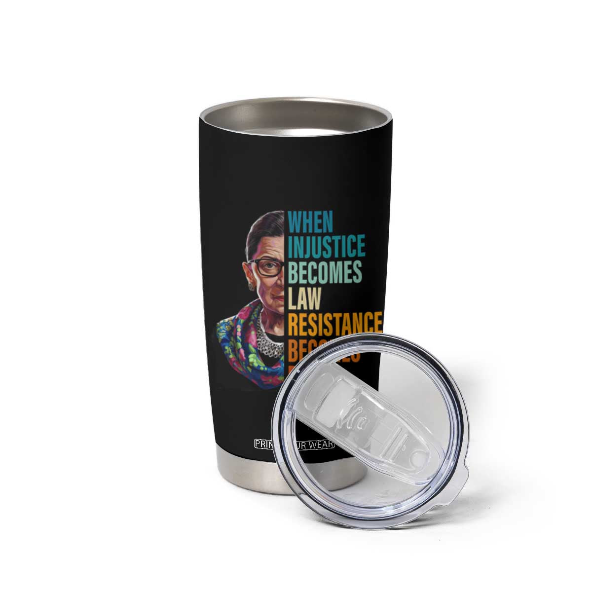 Inspirational RBG Tumbler Cup When Injustice Becomes Law Resistance Becomes Duty TS02 Print Your Wear