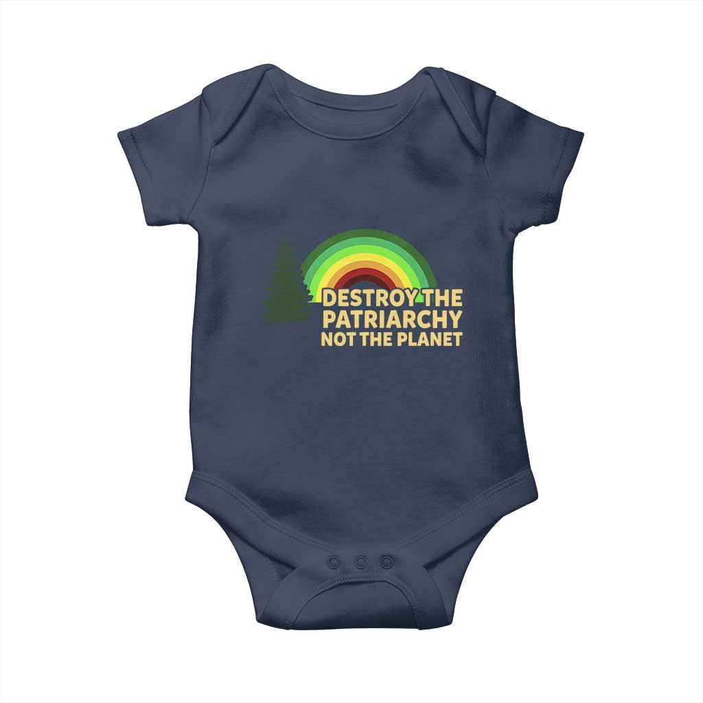 Feminist Baby Onesie Destroy The Patriarchy Not The Planet Feminism TS02 Navy Print Your Wear