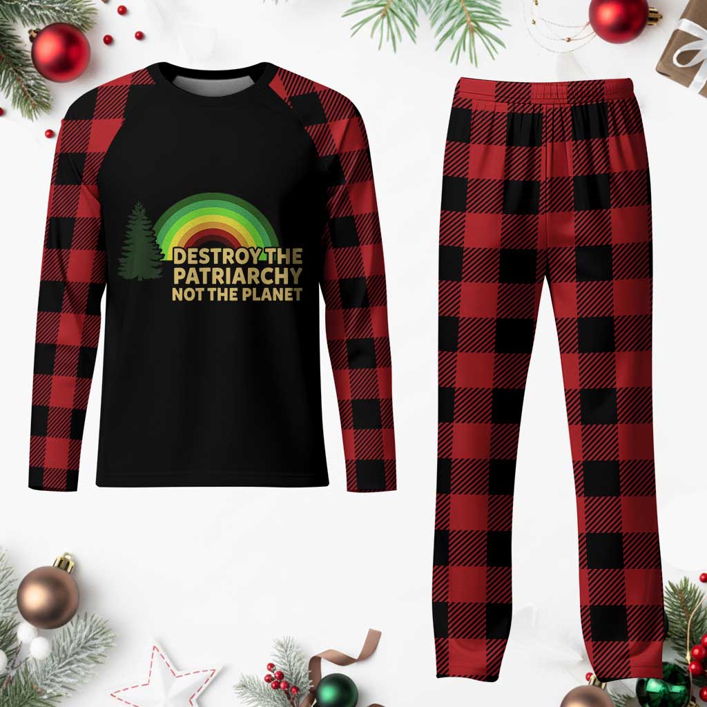 Feminist Plaid Pajama Set Destroy The Patriarchy Not The Planet Feminism TS02 Buffalo Plaid Print Your Wear