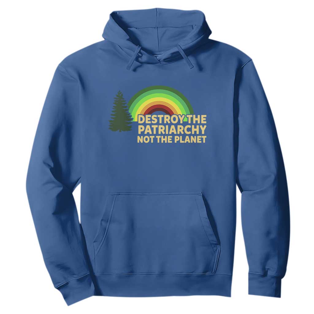 Feminist Hoodie Destroy The Patriarchy Not The Planet Feminism TS02 Royal Blue Print Your Wear