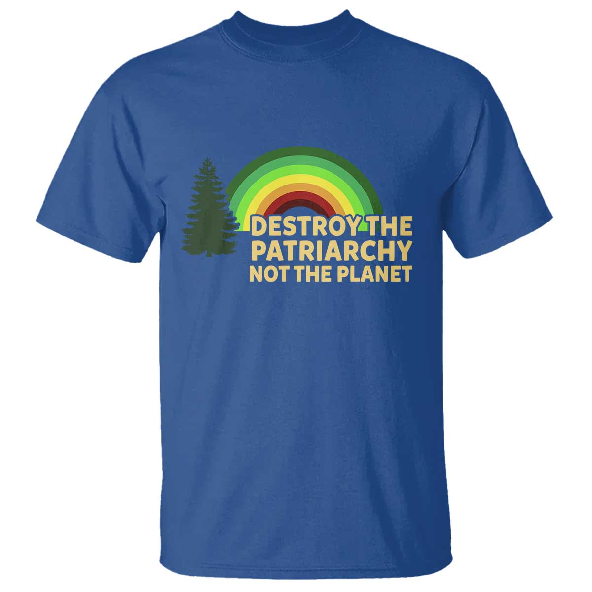 Feminist T Shirt Destroy The Patriarchy Not The Planet Feminism TS02 Royal Blue Print Your Wear