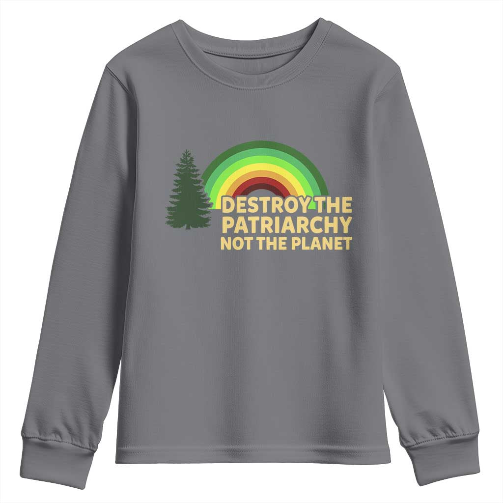 Feminist Youth Sweatshirt Destroy The Patriarchy Not The Planet Feminism TS02 Charcoal Print Your Wear