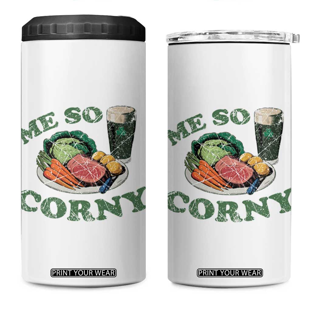 Funny Me So Corny 4 in 1 Can Cooler Tumbler Corned Beef And Cabbage Beer St Patrick's Day Drinking TS02 One Size: 16 oz White Print Your Wear