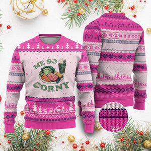 Funny Me So Corny Ugly Christmas Sweater Corned Beef And Cabbage Beer St Patrick's Day Drinking TS02 Hot Pink Print Your Wear