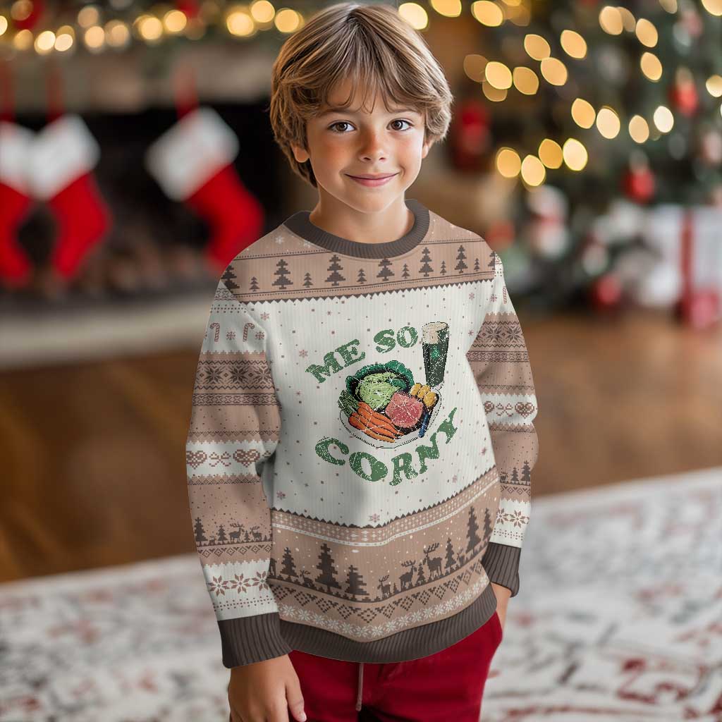Funny Me So Corny Ugly Christmas Sweater Corned Beef And Cabbage Beer St Patrick's Day Drinking TS02 Mocha Mousse Print Your Wear