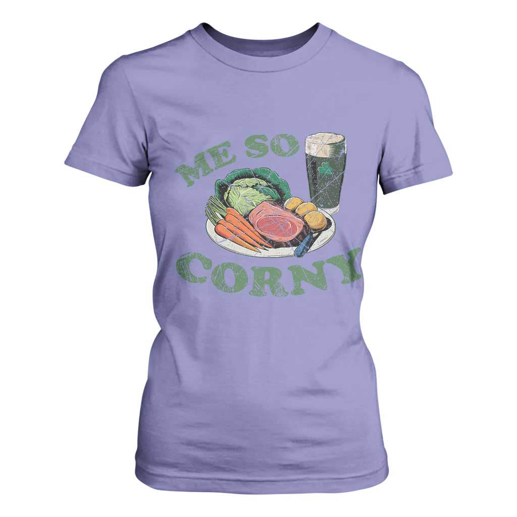 Funny Me So Corny T Shirt For Women Corned Beef And Cabbage Beer St Patrick's Day Drinking TS02 Violet Print Your Wear