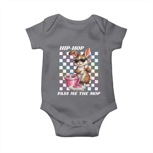Hip Hop Easter Bunny Cleaning Pun Baby Onesie Funny Rabbit with Mop TS02 Charcoal Print Your Wear