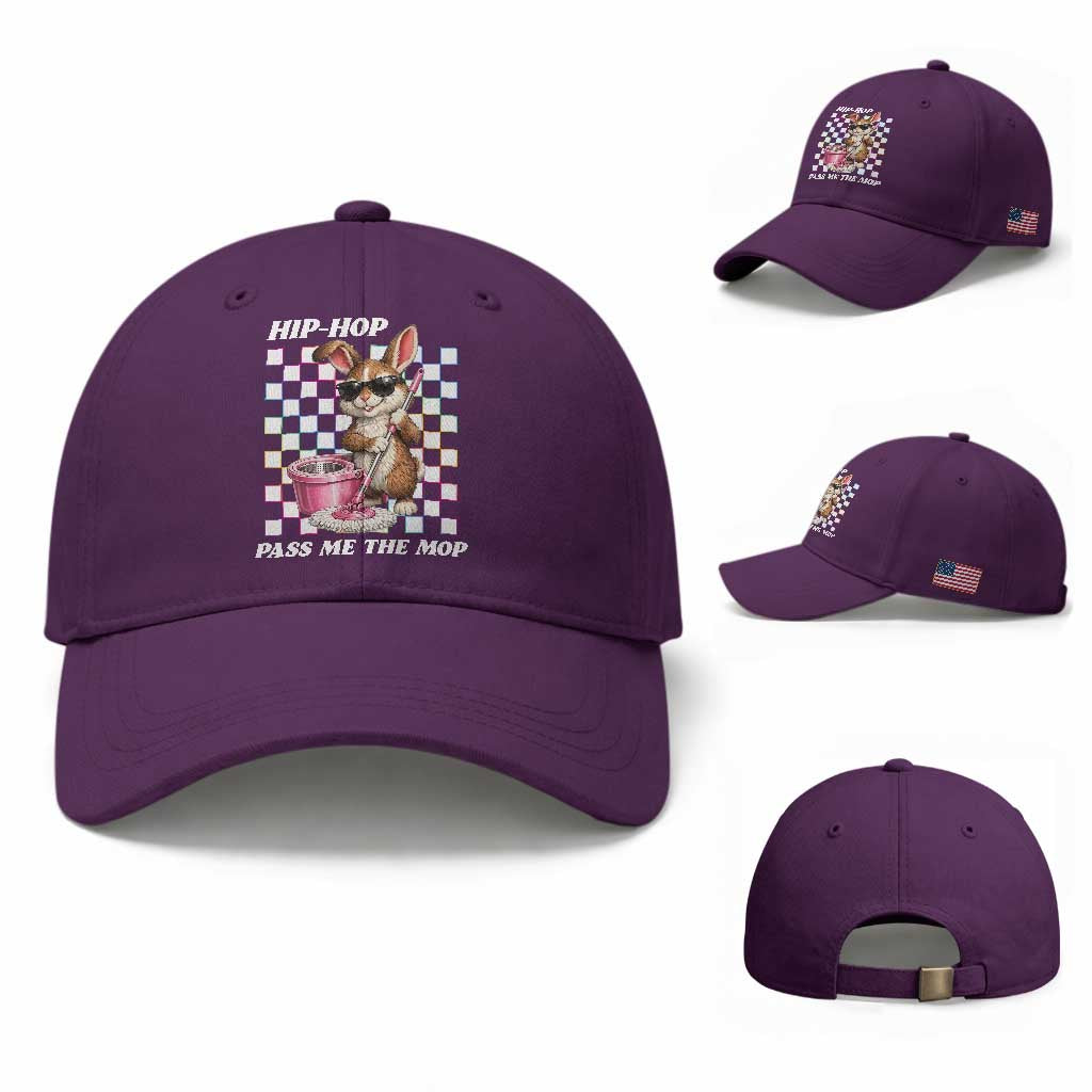 Hip Hop Easter Bunny Cleaning Pun Baseball Cap Funny Rabbit with Mop
