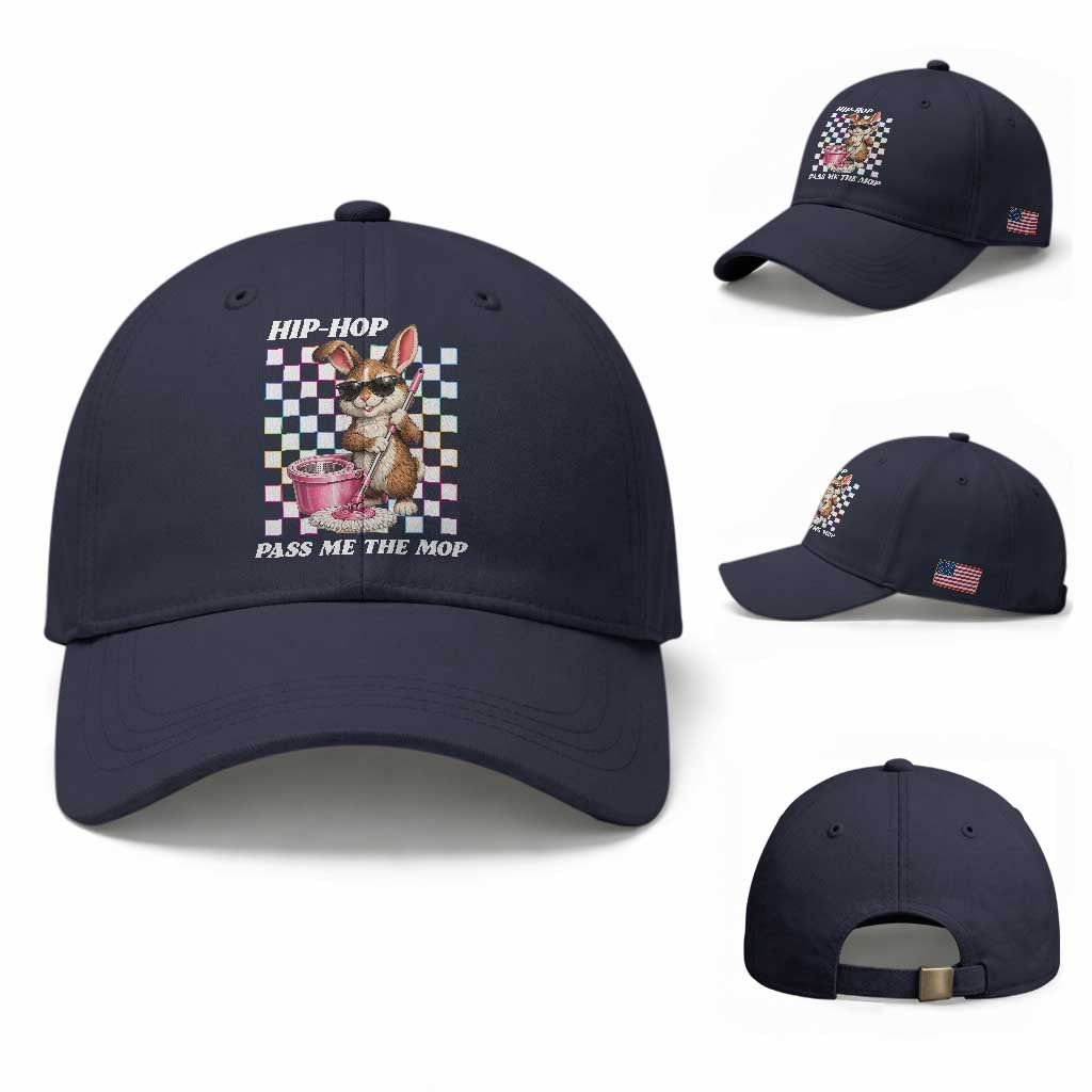Hip Hop Easter Bunny Cleaning Pun Baseball Cap Funny Rabbit with Mop