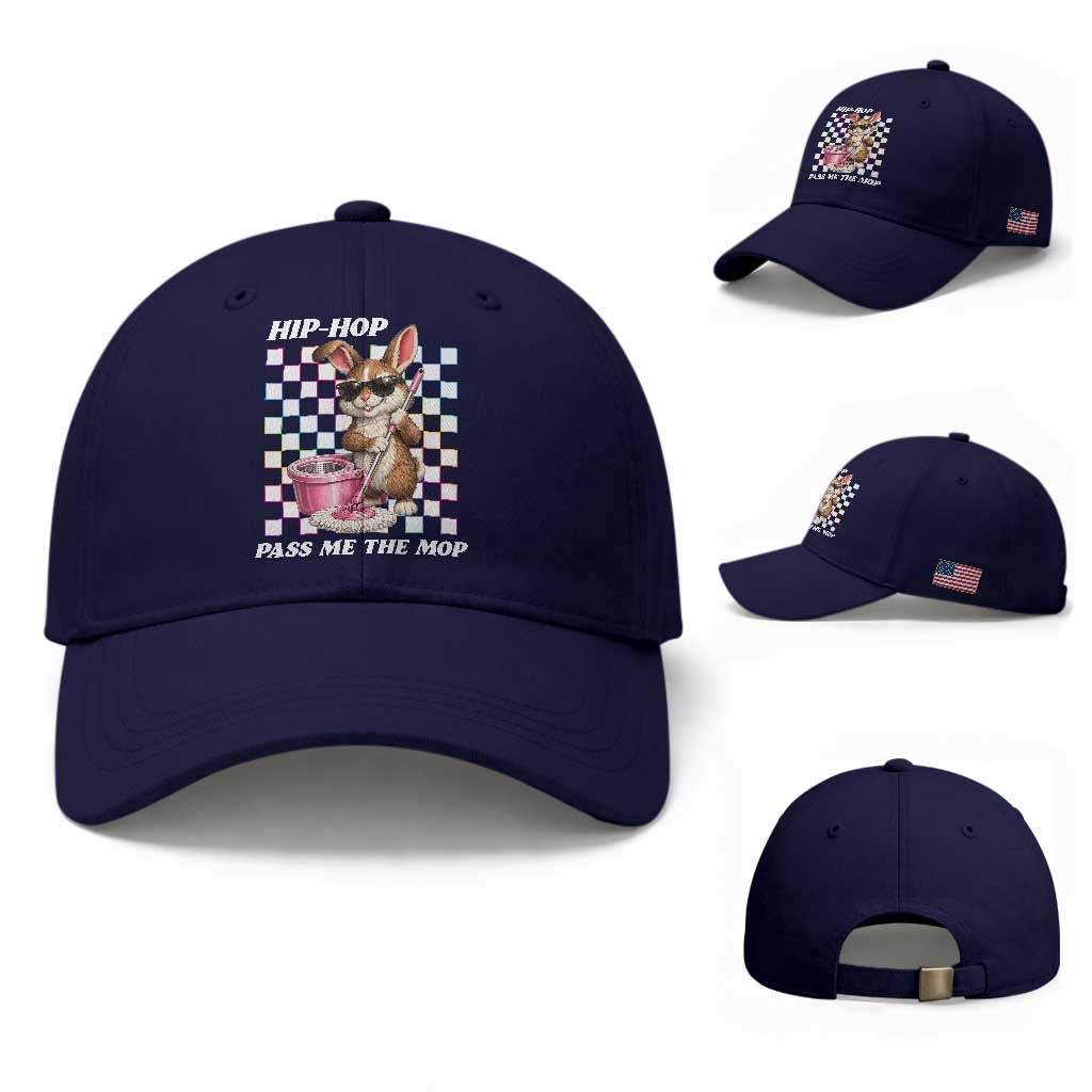 Hip Hop Easter Bunny Cleaning Pun Baseball Cap Funny Rabbit with Mop
