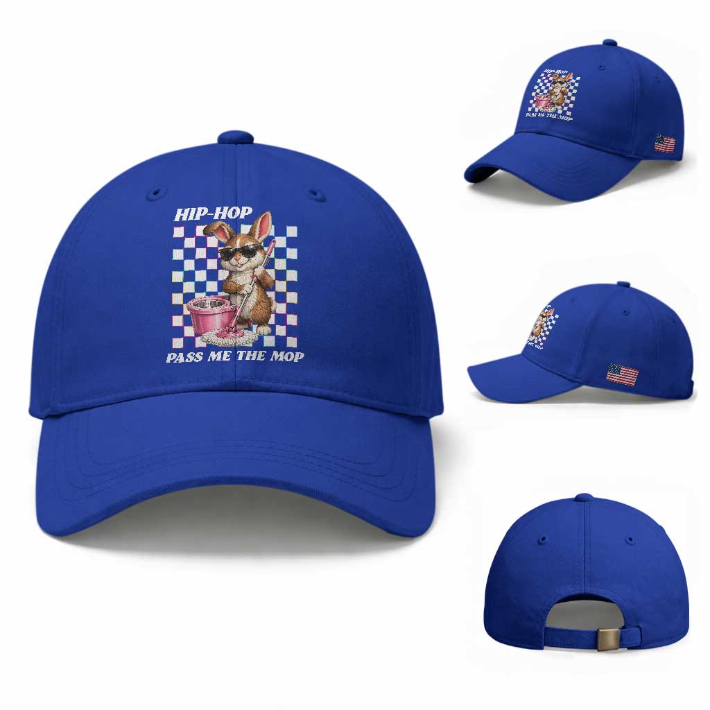 Hip Hop Easter Bunny Cleaning Pun Baseball Cap Funny Rabbit with Mop