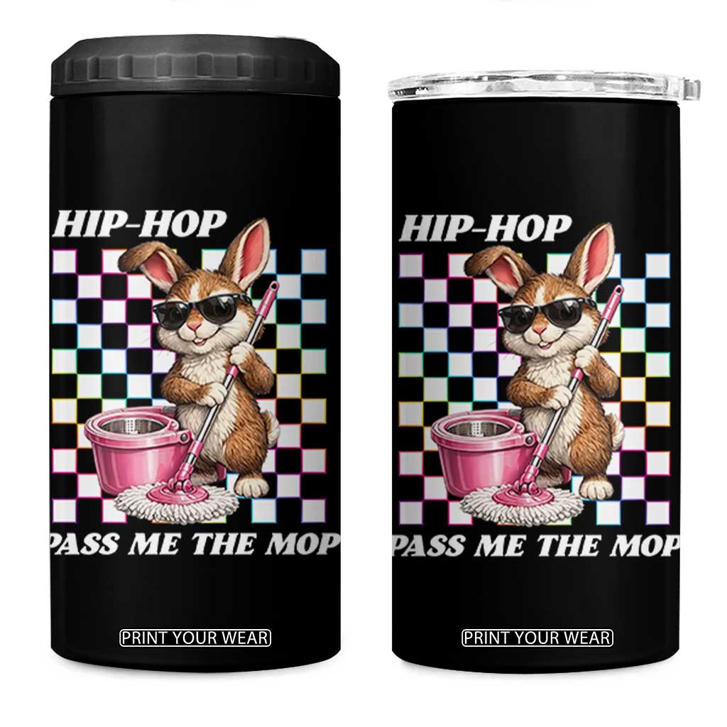 Hip Hop Easter Bunny Cleaning Pun 4 in 1 Can Cooler Tumbler Funny Rabbit with Mop TS02 One Size: 16 oz Black Print Your Wear