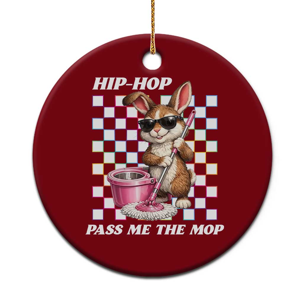 Hip Hop Easter Bunny Cleaning Pun Ceramic Ornament Funny Rabbit with Mop TS02 1pc Red Print Your Wear