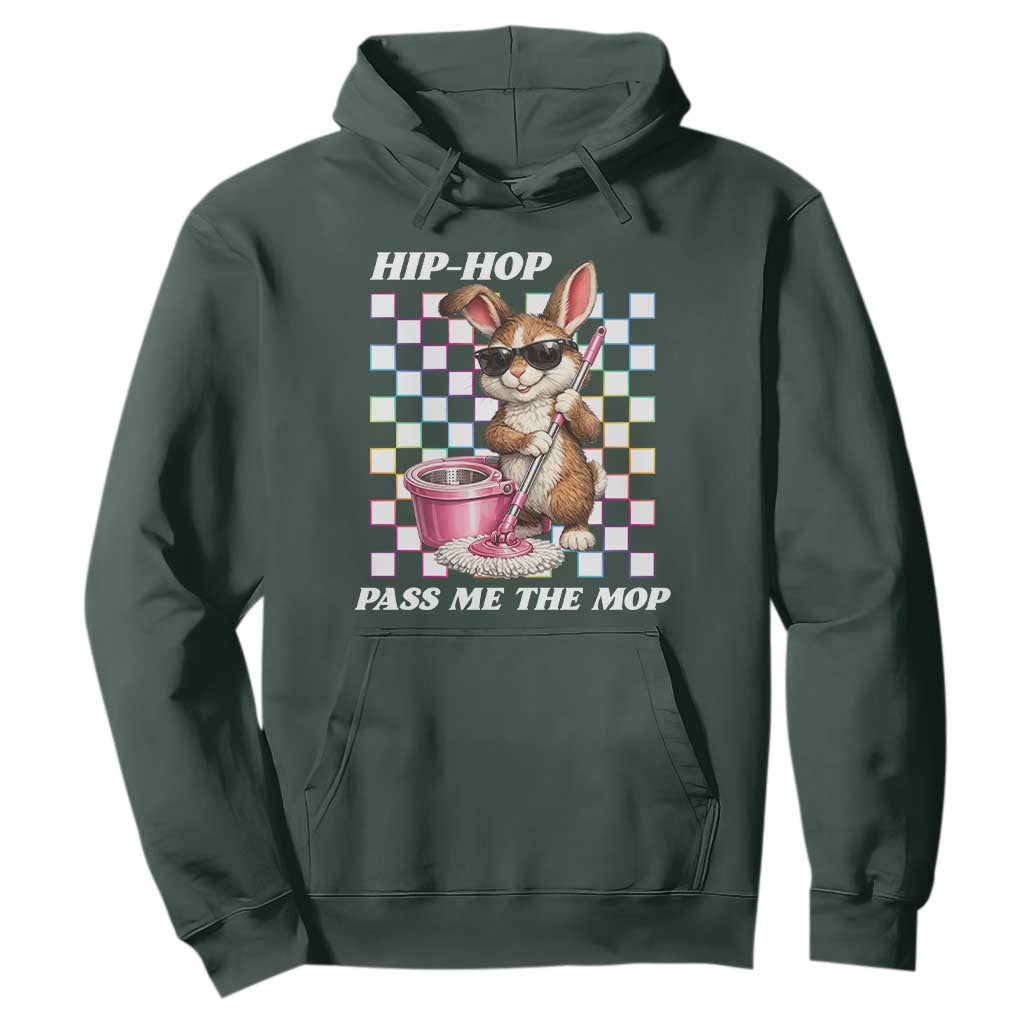 Hip Hop Easter Bunny Cleaning Pun Hoodie Funny Rabbit with Mop TS02 Dark Forest Green Print Your Wear