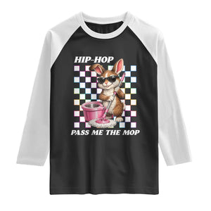 Hip Hop Easter Bunny Cleaning Pun Raglan Shirt Funny Rabbit with Mop TS02 Black White Print Your Wear